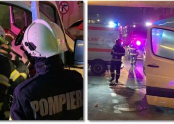 Microbuz plin cu oameni, implicat într-un accident. S-a lăsat cu mulți grav răniți!