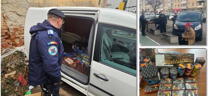 Peste 5200 de petarde și artificii confiscate de jandarmi într-o piață din Timișoara!