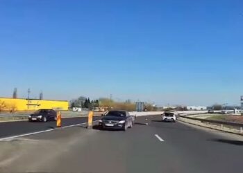 Imagini de infarct pe șoseaua care leagă Timișoara de Autostrada Vestului. Șofer pe contrasens.