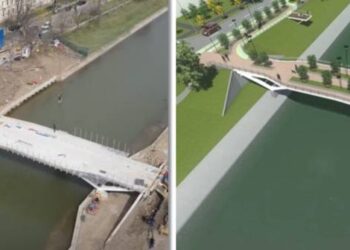 Ultimele imagini de pe santierul de la Pasarela Gelu – Crizantemelor