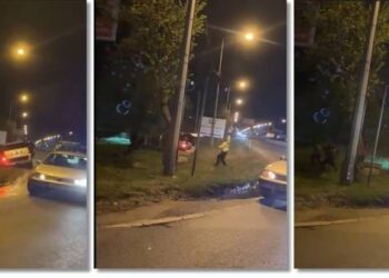 Focuri de armă la și o urmarire ca-n filme după o mașină din care săreau migranți în toate părțile