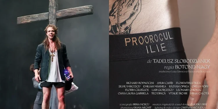 Directorul TNB, George Călin, fostul Miss Piggy, explică lumii că ”opera” regizorului Botond Nagy ”Proorocul Ilie” nu e blasfemie ci că românii și Patriarhia nu înțeleg actul artistic rafinat, o pastișă a spectacolului satanist al Olimpiadei de la Paris