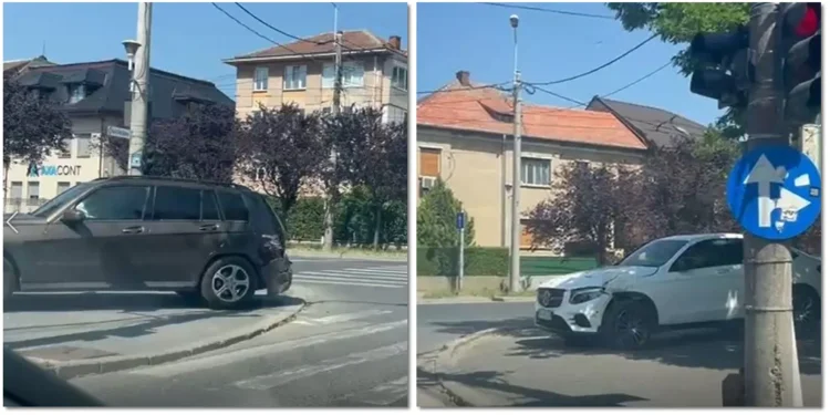 Accident cu 3 mașini la Timișoara, după ce un șofer inconștient a trecut pe roșu! Cum se simte femeia lovită din plin?