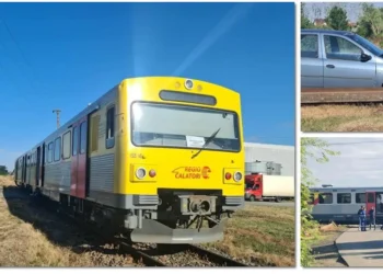 Accident pe calea ferata, langa Timisoara. Masina lovita de tren.