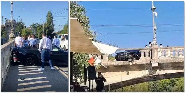 Răfuială între clanuri. Politistii l-au ‘saltat’ pe șoferul care a rupt balustrada podului de lângă Catedrală